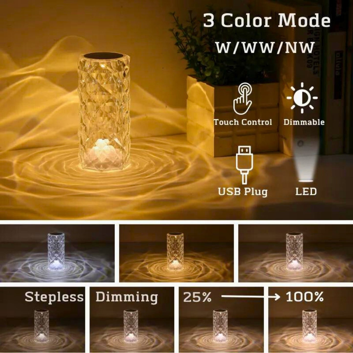 Crystal Glow Lamp π - VendoraGoods